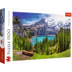 1500 Piece Jigsaw Puzzles, Lake Oeschinen, Switzerland Alps Puzzles, Mountain Lake Wilderness Puzzles, Adult Puzzles, Trefl 26166