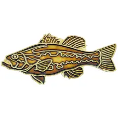 Large Mouth Bass Fish Green Pin 1"