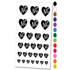 NC North Carolina State in Heart Temporary Tattoo Water Resistant Fake Body Art Set Collection Purple