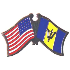 American & Barbados Flags Pin 1"