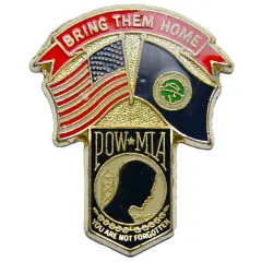American POW & Kansas Flags Pin 1 1/4"
