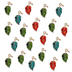 Wrapables Nature Charms for Jewelry Making Enamel Pendants, (Set of 20) (20pc), Leaves