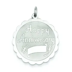 Sterling Silver Happy Anniversary Engravable Charm Jewerly 28mm x 24mm