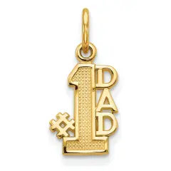 Dad Charm 10K Yellow Gold #1 Dad Charm Father Daddy Pendant 15 X 17mm Jewerly