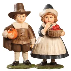 Thanksgiving Pilgrim Children - Set of 2