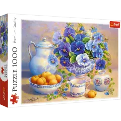 1000 Piece Jigsaw Puzzles, The Blue Bouquet, Still Life Puzzle, Flower Puzzle with Pansies, Adult Puzzles, Trefl 10466