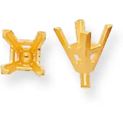 18K Gold 4 Prong Princess Peg V-End Setting 9mm