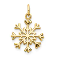 14K Yellow Gold Snowflake Charm Polished Winter Jewelry 20mm x 15mm