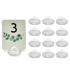 Wrapables Acrylic Diamond Place Card Holders for Wedding, Parties, Holidays, Special Events Table Decor (12pcs) Clear