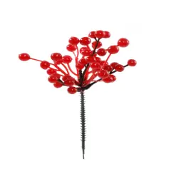 8" Red PLASTIC BERRY PICK 41 BERRIES-8 Pieces