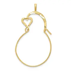 10K Yellow Gold Heart Charm Holder Jewelry FindingKing 40 X 36mm
