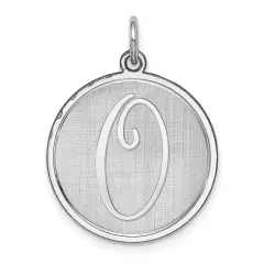 Sterling Silver Brocaded Initial Capital O Charm Jewerly 27mm x 20mm