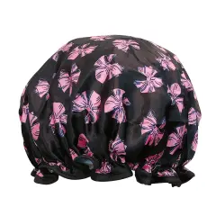 Wrapables Reusable Women's Waterproof Shower Caps for Long Hair Pink Bows