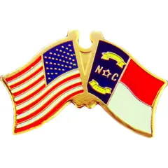 American & North Carolina Flags Pin 1"