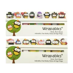 Wrapables&reg; Bookmark Flag Tab Sticky Markers (Set of 2), Cute Celebration Owls