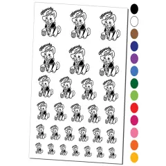 Adorable Cowboy Cat Meowdy Howdy Temporary Tattoo Water Resistant Fake Body Art Set Collection Light Blue