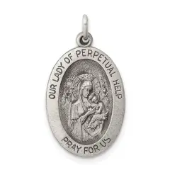 Sterling Silver Our Lady of Perpetual Help Round Medal