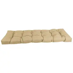 60-inch by 19-inch Tufted Solid Outdoor Spun Polyester Loveseat Cushion Tan-Color