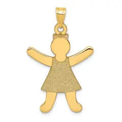 14K Yellow Gold Girl Charm Pendant Family Jewelry 34mm x 22mm