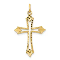 10K Gold Cross Charm Pendant Jewelry 32 x 21mm