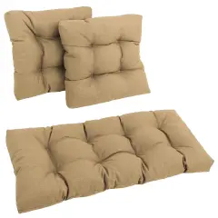 Square Spun Polyester Outdoor Tufted Settee Cushions (Set of 3) - Sandstone