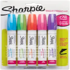 Sharpie Medium Point Oil-Based Opaque Paint Markers 5/Pkg-Aqua, Orange, Lime, Green, Pink & Purple