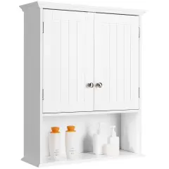 Costway Wall Mount Bathroom Cabinet Storage Organizer Medicine Cabinet White