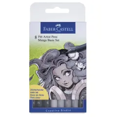 Faber-Castell Pitt Artist Pen Set - Manga, Wallet Set of 8