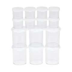 Creative Mark Assorted Pack of 14 Storage Cups - 8 Small 10 ml & 6 Large 45 ml Durable Clear Plastic Paint Containers with Lids for Artists, Students, Professionals