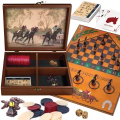 WE Games Grand National Horse Race Game in a Wooden Box