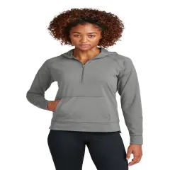 Sport-Tek&reg; Ladies Stretch 1/2-Zip Hoodie Charcoal grey