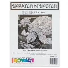 Inovart Skratch N' Sketch Scratch Foil Paper - Silver, Pkg of 50