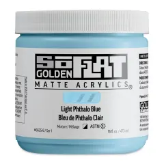 Golden SoFlat Matte Acrylic Paint - Light Phthalo Blue, 473 ml, Jar