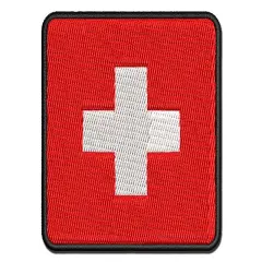 Switzerland Flag Multi-Color Embroidered Iron-On or Hook & Loop Patch Applique