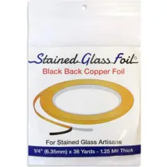 Stained Glass Foil Brand 1/4" Copper Foil - Black Back - 1.25 Mil. Thick