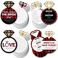 Big Dot of Happiness Flannel Fling Before The Ring - 4 Buffalo Plaid Bridal Shower Games - 10 Cards Each - Gamerific Bundle