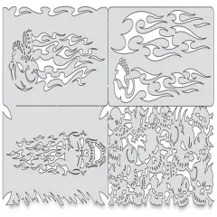 Iwata Artool Freehand Template - Set of 4, Skullophenia Nano