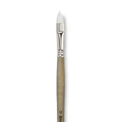 Escoda Perla Toray White Synthetic Brush - Filbert, Long Handle, Size 12