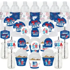Big Dot of Happiness Firecracker 4th of July -Party Favors and Cupcake Kit - Fabulous Favor Party Pack - 100 Pieces
