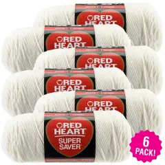Multipack of 6 - Red Heart Super Saver Yarn-Soft White