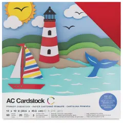 AC Cardstock Papers - 12" x 12", 60 Sheets, Primary Colors