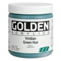 Golden Heavy Body Artist Acrylics - Viridian Green Hue, 8 oz Jar