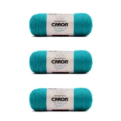 Caron Simply Soft Blue Mint Brites Yarn - 3 Pack of 170g/6oz - Acrylic - 4 Medium (Worsted) - 315 Yards - Knitting/Crochet