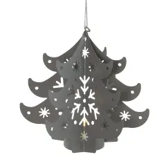 Northlight 4.5" Prelit Gray Cut Out Tree Christmas Ornament