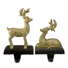 Northlight Reindeer Glittered Christmas Stocking Holders - 8.5" - Gold - Set of 2