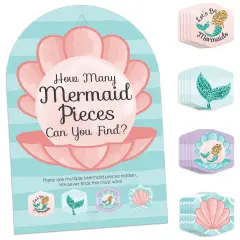 Big Dot of Happiness Let&rsquo;s Be Mermaids - Baby Shower or Birthday Party Scavenger Hunt - 1 Stand and 48 Game Pieces - Hide and Find Game