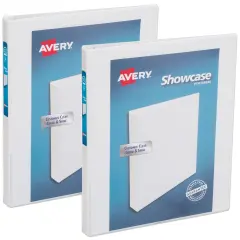 Avery Economy Showcase View 3 Ring Binder, 1/2 Inch Round Rings, 2 White Binders (01673)