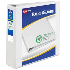 Avery TouchGuard Protection View 3 Ring Binder, Clear View Cover, 2 Inch Slant Rings, 1 White Binder (17194)