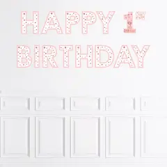 Big Dot of Happiness 1st Birthday Little Miss Onederful - Peel and Stick Girl First Birthday Party Large Banner Wall Decals - Happy Birthday