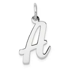 14K White Gold Medium Script Initial Letter A Charm Jewerly 19mm x 11mm